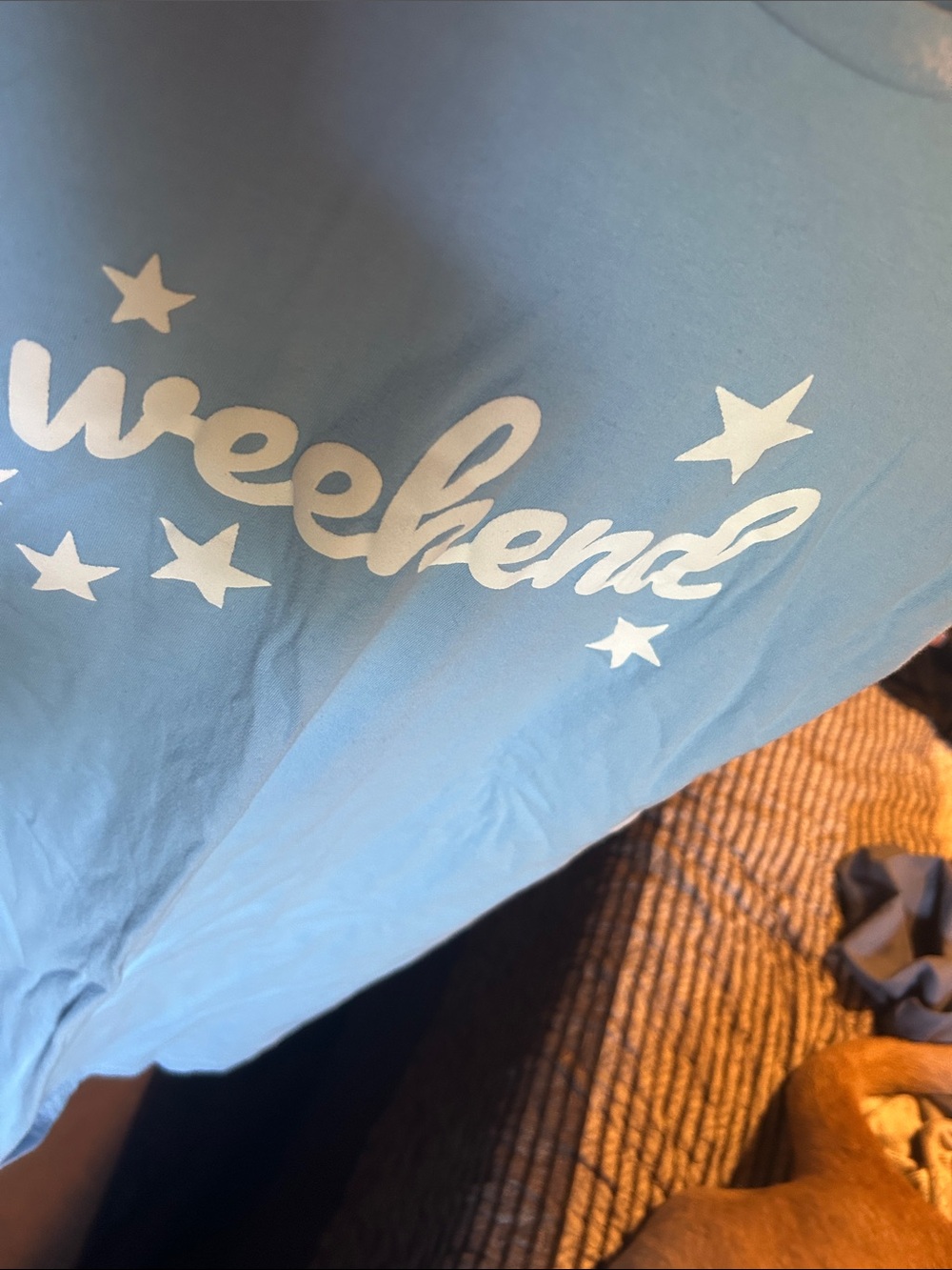 Weekend Graphic Tee in Light Blue with White Stars